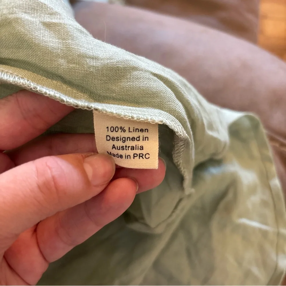 AULIEUDE Light Sage Green Button Detail Dress Women’s Size 12 - Picture 6 of 6